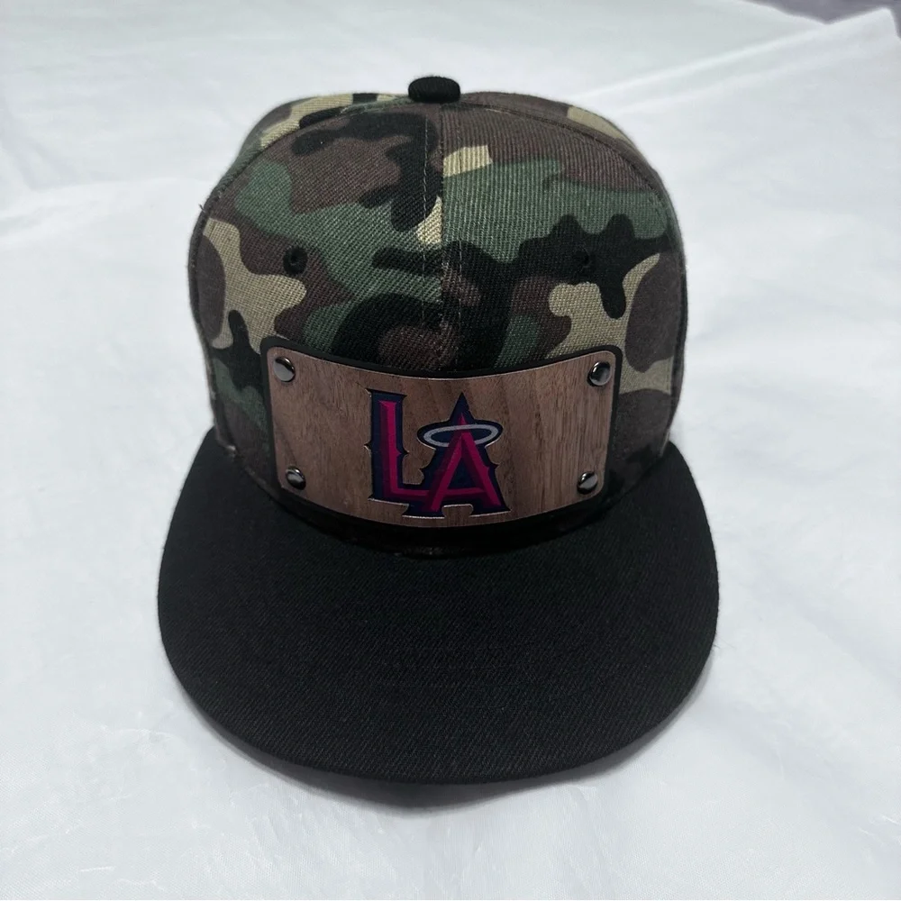 Men Snapback Hat Classic Hip Hop Style Flat Brim LA Wooden Patch camuflaje - Picture 13 of 16